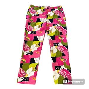 Trina Turk Pink Floral Print Wide-Leg Pants